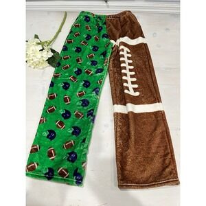 IScream Super Bowl Football Plush Pajama Pants Green Brown‎